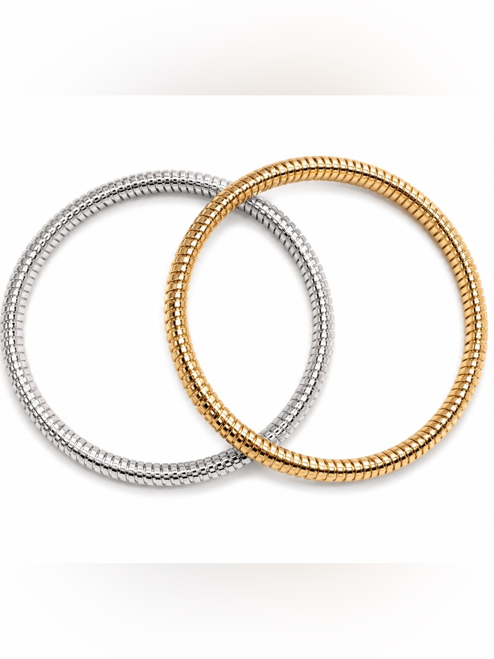 Mixed Metal Gold & Silver Stretch Beaded Bracelet Stack Set Layered Arm Candy OS